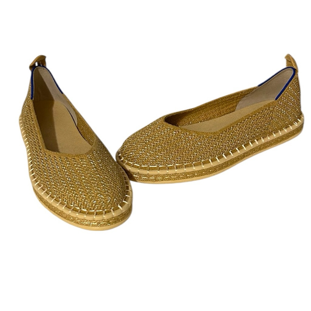 Rothy's The Espadrille Gold Stripe Flat Slip On Shoes - Picture 2 of 11